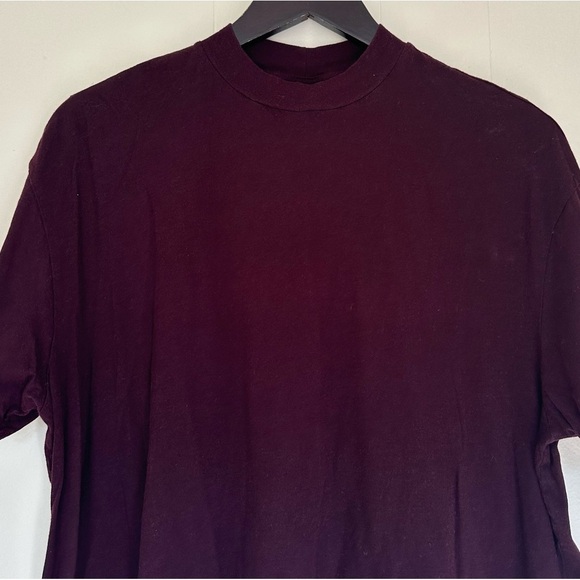 TOPSHOP Deep Plum Purple Top Short Sleeve Mock Neck - Picture 2 of 6